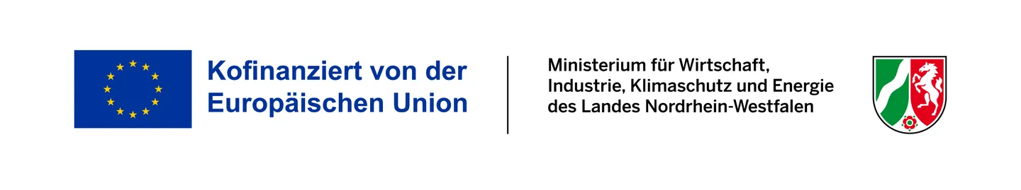 Funding logos: European Union (ERDF/JTF) and the Ministry of Economic Affairs, Industry, Climate Action and Energy of the State of North Rhine-Westphalia